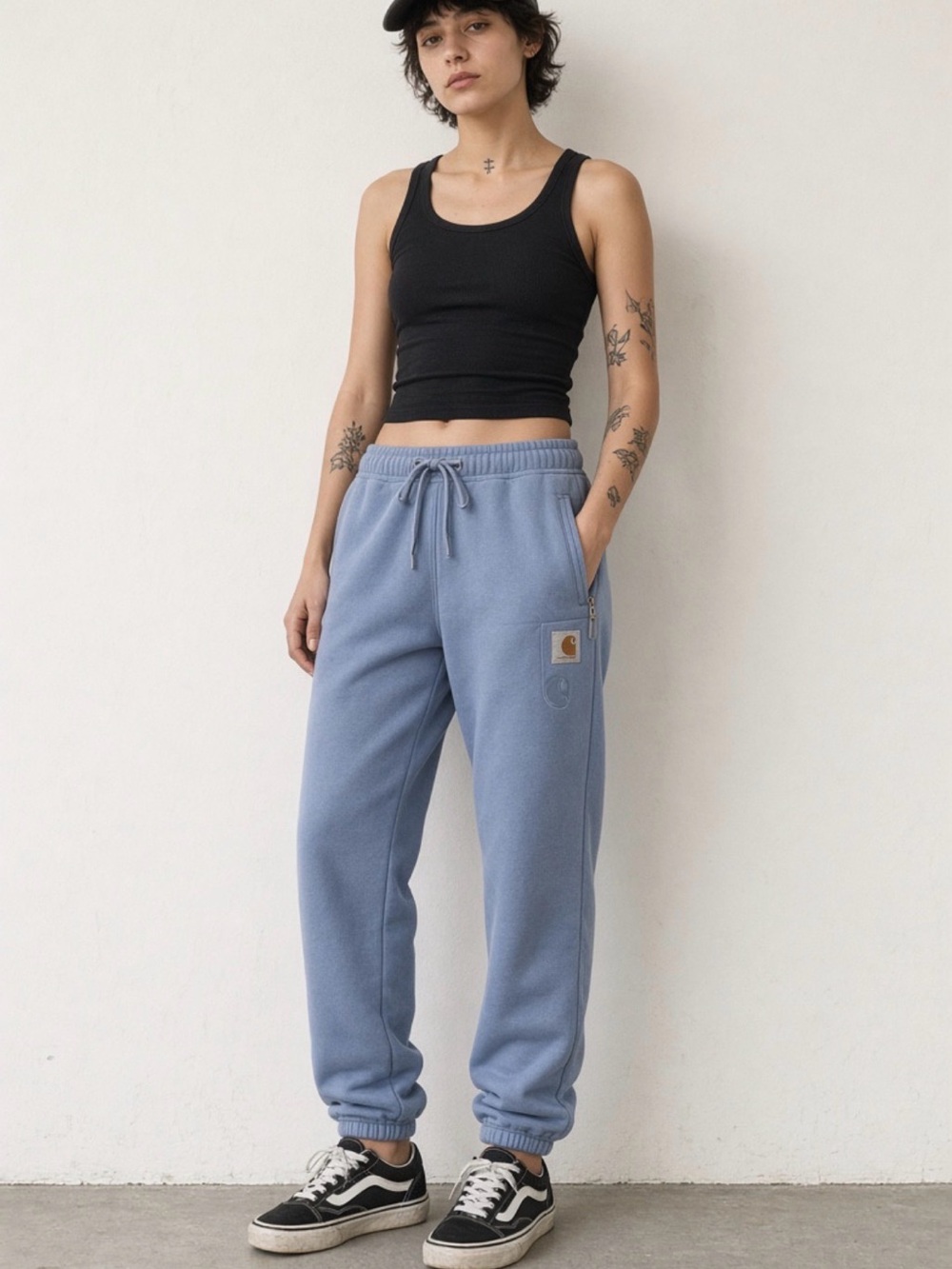 Carhartt WIP Women's Fall 2023 Dusty Blue Relaxed Fit Jogger Pants w Pockets